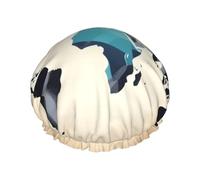 Cuffia per capelli con mappa del mondo astratta, per doccia, impermeabile, per capelli lunghi, antiscivolo