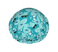 Cuffia per capelli con stampa a forma di squalo con vetro solare, da donna, regolabile, elegante, grande, impermeabile