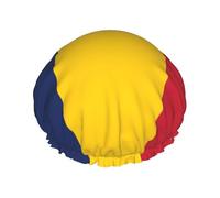 Cuffia per capelli con stampa bandiera del Ciad con fascia elastica regolabile e vibrante, cuffia da doccia da donna riutilizzabile impermeabile