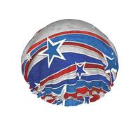 Cuffia per capelli con stampa Patriotic Stars Strips, con fascia elastica regolabile e vibrante, cuffia da doccia da donna, riutilizzabile e impermeabile
