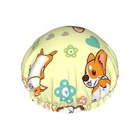 Cuffia per capelli da a Grande carino Corgi Butt Flower Cuffia da bagno Cuffia per capelli portatile Grace Cuffia da a impermeabile regolabile per vasca da bagno Vasca da bagno Spa