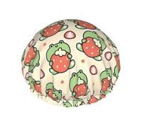 Cuffia per capelli da doccia, a doppio strato, a forma di ranocchia, a doppio strato, riutilizzabile, impermeabile, grande cuffia da doccia per donne, cuffia per capelli per doccia con fodera in PEVA