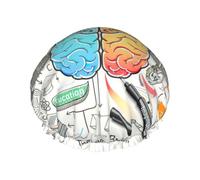 Cuffia per capelli da doccia con cervello umano da donna, riutilizzabile, impermeabile, a doppio strato, con cinturino elastico, taglia unica