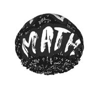 Cuffia per capelli da doccia, con scritta "I love Math", a doppio strato, riutilizzabile, impermeabile, grande cuffia da doccia da donna, con fodera in PEVA e corda elastica