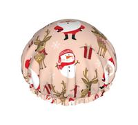 Cuffia per capelli da doccia, con simpatico cervo in stile cartone animato, grande cuffia da doccia riutilizzabile impermeabile, a doppio strato, cuffia da doccia per donne, cuffia per capelli per