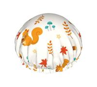 Cuffia per capelli da doccia, con simpatico scoiattolo in stile cartone animato, grande cuffia da doccia riutilizzabile impermeabile, a doppio strato, cuffia per capelli per doccia, con fodera in PEVA