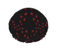 Cuffia per capelli da doccia da donna, riutilizzabile, impermeabile, a doppio strato, con cinghia elastica, taglia unica