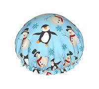 Cuffia per capelli da doccia Grande pinguino carino Fiocco di neve Cuffia da bagno Cuffia per capelli portatile Grace Cuffia da doccia impermeabile regolabile per vasca da bagno Vasca da bagno Spa