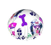 Cuffia per capelli da doccia Grandi occhiali da sole d'amore Cuffie da bagno per cani carini abbaglianti Cuffia per capelli portatile Grace Cuffia da doccia impermeabile regolabile per bagno Vasca d