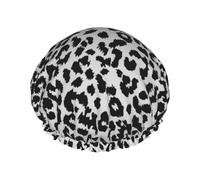 Cuffia per capelli da doccia, simile a quella leopardata, grande, riutilizzabile, impermeabile, a doppio strato, cuffia per la doccia, con fodera in PEVA e corda elastica