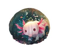Cuffia per capelli da doccia, stravagante Axolotl Fantasy, a doppio strato, riutilizzabile, grande cuffia da doccia per donne, cuffia per capelli per doccia con fodera in PEVA e corda elastica