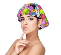 Cuffia per capelli in raso colorata con simpatico motivo a papera, per donne che dormono, a doppio strato, regolabile, in raso, per capelli ricci