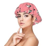 Cuffia per capelli in raso con stampa a 1 mucca, per donne che dormono, regolabile a doppio strato in raso, per capelli ricci
