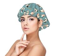 Cuffia per capelli in raso con stampa a fiore di mucca carina per donne che dormono, regolabile a doppio strato in raso per capelli ricci
