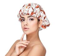 Cuffia per capelli in raso con stampa cardinale, per donne che dormono, regolabile, a doppio strato, per capelli ricci