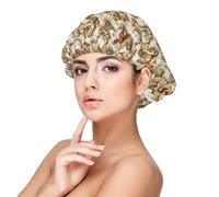 Cuffia per capelli in raso con stampa di dinosauri, per donne che dormono, regolabile, a doppio strato, per capelli ricci