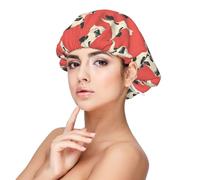 Cuffia per capelli in raso con stampa di mucca, per donne che dormono, regolabile, a doppio strato, per capelli ricci