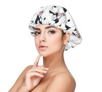 Cuffia per capelli in raso con stampa di occhiali da mucca carina per donne che dormono, regolabile a doppio strato in raso per capelli ricci