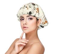 Cuffia per capelli in raso con stampa retrò a forma di mucca, per donne che dormono, regolabile, a doppio strato, per capelli ricci