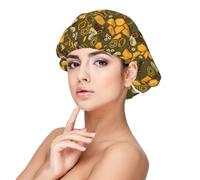 Cuffia per capelli in raso di seta con api e nido d'ape, per donne che dormono, a doppio strato, regolabile, per capelli ricci