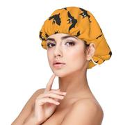 Cuffia per capelli in raso di seta con stampa a pipistrello, per donne che dormono, regolabile, a doppio strato, per capelli ricci