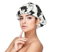 Cuffia per capelli in raso di seta con stampa di pipistrello, per donne che dormono, regolabile, a doppio strato, per capelli ricci