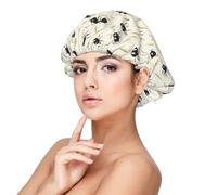 Cuffia per capelli in raso di seta con stampa nera carina formica per donne che dormono, regolabile a doppio strato in raso per capelli ricci