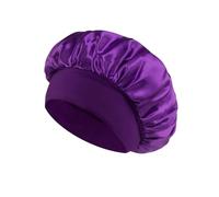 Cuffia per capelli in raso, per dormire, da donna, con fascia elastica morbida per la cura dei capelli, colore viola, 1 pezzo