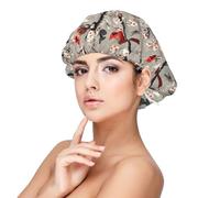 Cuffia per capelli in raso rosso cardinale con stampa a farfalla, per donne che dormono, regolabile a doppio strato in raso per capelli ricci