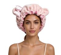 Cuffia per capelli in seta, con fiocco, extra large, colore: rosa | Copertura per la testa notturna con riduzione dell'attrito, preserva i ricci, previene grovigli, protezione per il sonno