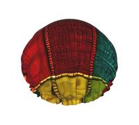 Cuffia per capelli in stile africano patchwork 1 stampa con fascia elastica regolabile e vibrante, cuffia da doccia per le donne riutilizzabile impermeabile