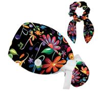 Cuffia per capelli lunghi da donna, con note musicali, arcobaleno, per infermiere chirurgiche, coda di cavallo, Multicolore 3, M