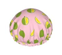 Cuffia per capelli per doccia, bella cuffia da doccia Durian rosa a doppio strato, riutilizzabile, impermeabile, grande cuffia da doccia per donne, cuffia per capelli per doccia con fodera in PEVA e