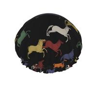 Cuffia per capelli per doccia, classica cuffia da doccia a doppio strato disegnata a mano, riutilizzabile, impermeabile, grande cuffia da doccia per donne, cuffia per capelli per doccia con fodera in