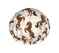 Cuffia per capelli per doccia, classica cuffia da doccia a doppio strato riutilizzabile impermeabile, grande cuffia da doccia per donne, cuffia per capelli per doccia con fodera in PEVA e corda