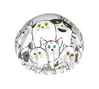 Cuffia per capelli per doccia, classica e carina, a doppio strato, riutilizzabile, grande cuffia da doccia da donna, cuffia per capelli per doccia con fodera in PEVA e corda elastica