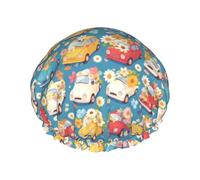 Cuffia per capelli per doccia, colorata, motivo: margherita SUV, grande, riutilizzabile, impermeabile, a doppio strato, cuffia per capelli per doccia, con fodera in PEVA e corda elastica