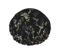 Cuffia per capelli per doccia, con albero di vite, grande, riutilizzabile, impermeabile, a doppio strato, da donna, con fodera in PEVA e corda elastica