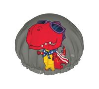 Cuffia per capelli per doccia, con dinosauro super eroe cartone animato, a doppio strato, riutilizzabile, impermeabile, grande cuffia da doccia per donne, cuffia per capelli per doccia con fodera in