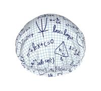 Cuffia per capelli per doccia, con equazione matematica, grande, riutilizzabile, impermeabile, a doppio strato, cuffia per capelli per doccia, con fodera in PEVA e corda elastica