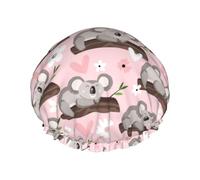 Cuffia per capelli per doccia, con motivo koala, margherita, rosa, cuore, grande, riutilizzabile, impermeabile, a doppio strato, cuffia per capelli per doccia, con fodera in PEVA e corda elastica