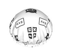 Cuffia per capelli per doccia, con stampa di algoritmi matematici, grande, riutilizzabile, impermeabile, a doppio strato, da donna, con fodera in PEVA e corda elastica