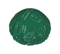 Cuffia per capelli per doccia, con stampa di equazioni matematiche, grande, riutilizzabile, impermeabile, a doppio strato, cuffia per capelli per doccia, con fodera in PEVA e corda elastica