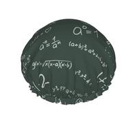 Cuffia per capelli per doccia, con stampa di equazioni matematiche, grande, riutilizzabile, impermeabile, a doppio strato, per donne, con fodera in PEVA e corda elastica