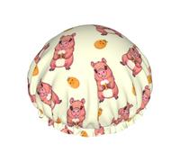 Cuffia per capelli per doccia, con uova di Pasqua, a doppio strato, riutilizzabile, impermeabile, grande cuffia da doccia da donna, cuffia per capelli per doccia con fodera in PEVA e corda elastica