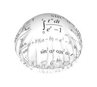 Cuffia per capelli per doccia, design con equazioni matematiche, grande cuffia da doccia riutilizzabile impermeabile, cuffia da doccia a doppio strato per donne, cuffia per capelli per doccia con