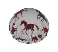 Cuffia per capelli per doccia, disegnata a mano, moderna, Cool Horse_C, grande cuffia da doccia riutilizzabile impermeabile, a doppio strato, cuffia da doccia per donne, cuffia per capelli per doccia