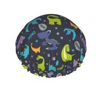 Cuffia per capelli per doccia, divertente dinosauro grande cuffia da doccia riutilizzabile impermeabile, cuffia da doccia a doppio strato per donne, cuffia per capelli per doccia con fodera in PEVA e