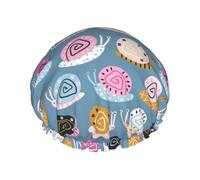 Cuffia per capelli per doccia, divertente e scarabocchiare, a doppio strato, riutilizzabile, impermeabile, grande cuffia da doccia per donne, cuffia per capelli per doccia con fodera in PEVA e corda