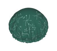 Cuffia per capelli per doccia, equazione matematica, a doppio strato, riutilizzabile, impermeabile, grande cuffia da doccia per donne, cuffia per capelli per doccia con fodera in PEVA e corda elastica